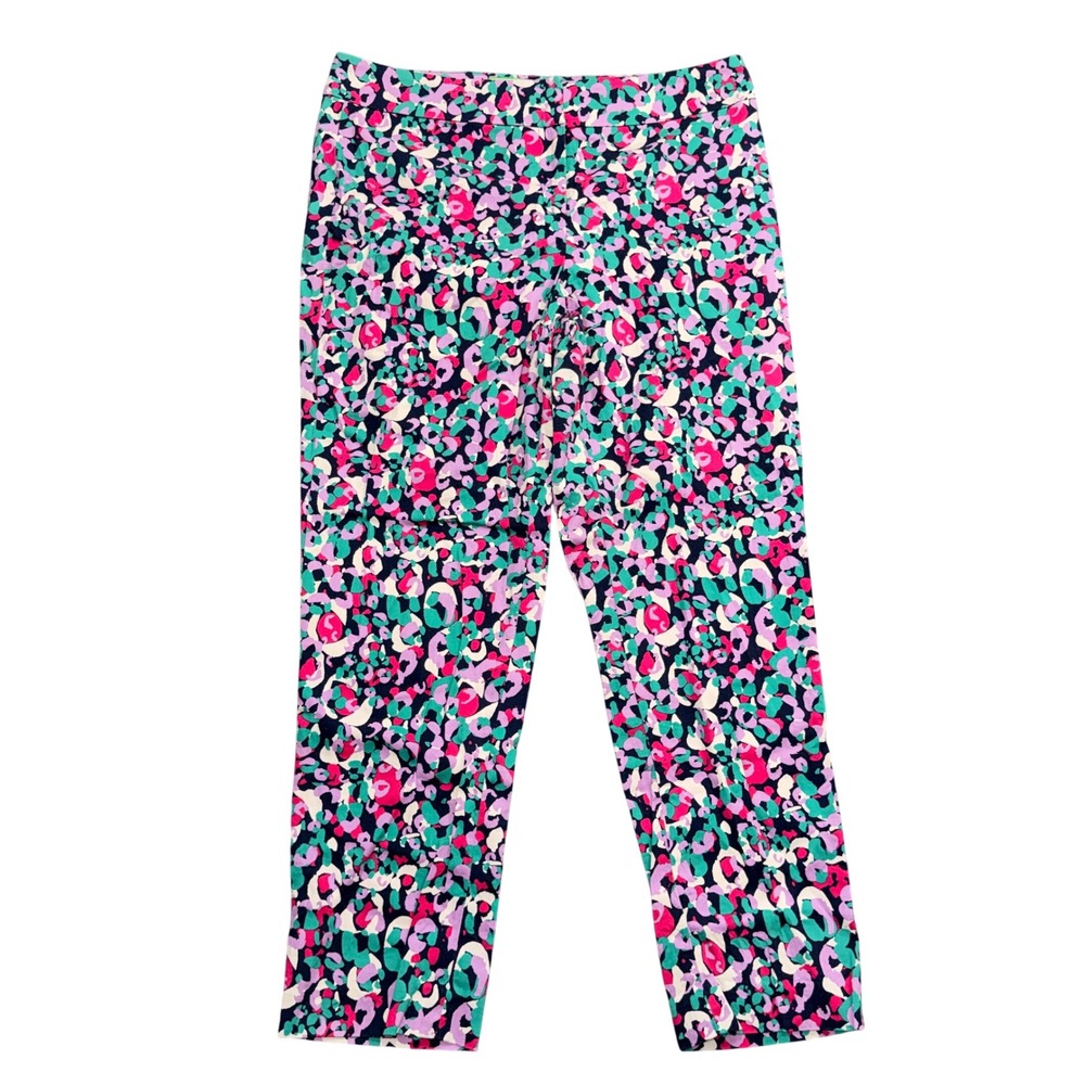Pappagallo Womens Multi Color Abstract Print Cropped Straight Leg Pants Size 10 - Picture 1 of 8